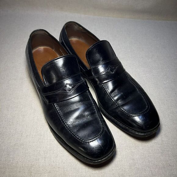 Allen Edmonds Men's 10 A Black‎ Leather Penny Loafers Slip On Dress Shoes - Picture 1 of 9